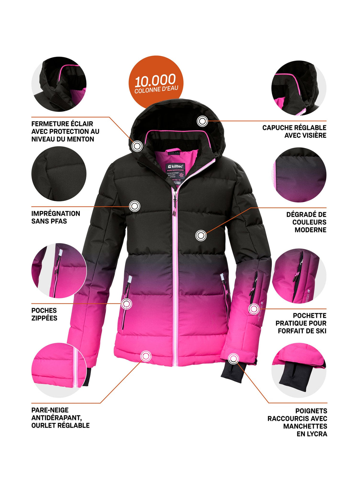 Girl's Quilted ski jacket KSW 330 GRLS SKI QLTD JCKT