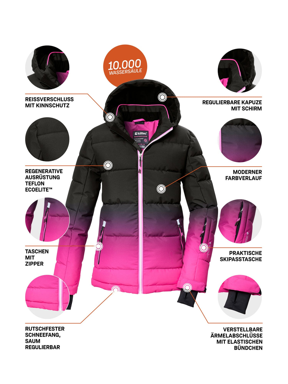 Girl's Quilted ski jacket KSW 330 GRLS SKI QLTD JCKT
