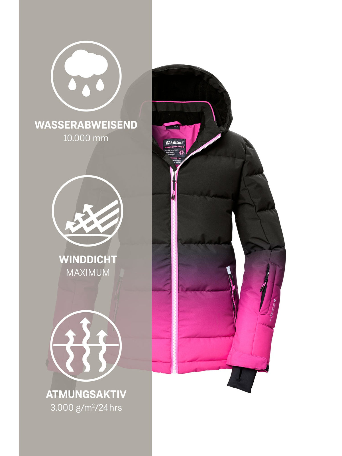 Girl's Quilted ski jacket KSW 330 GRLS SKI QLTD JCKT