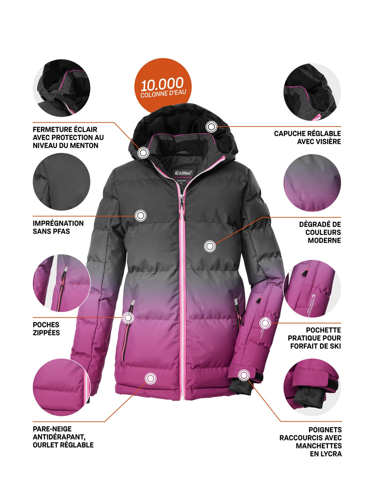 Girl's Quilted ski jacket KSW 330 GRLS SKI QLTD JCKT