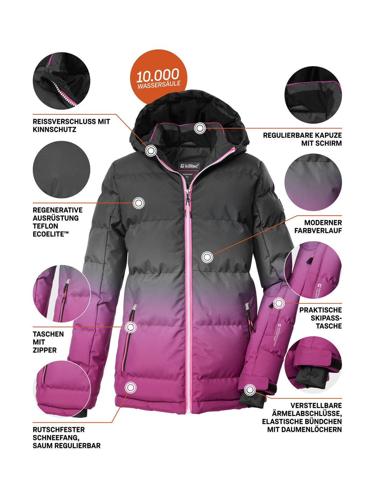 Girl's Quilted ski jacket KSW 330 GRLS SKI QLTD JCKT