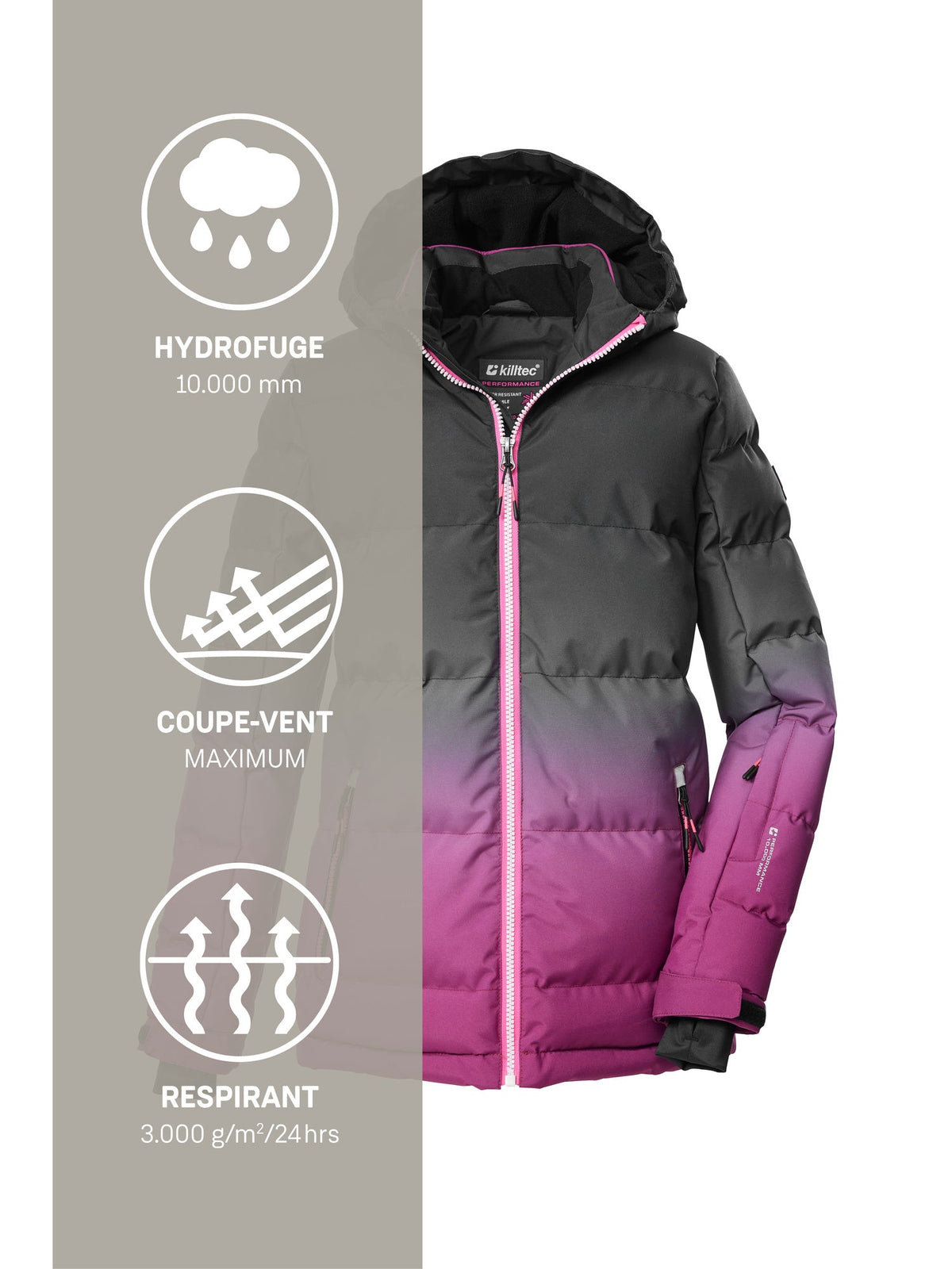 Girl's Quilted ski jacket KSW 330 GRLS SKI QLTD JCKT