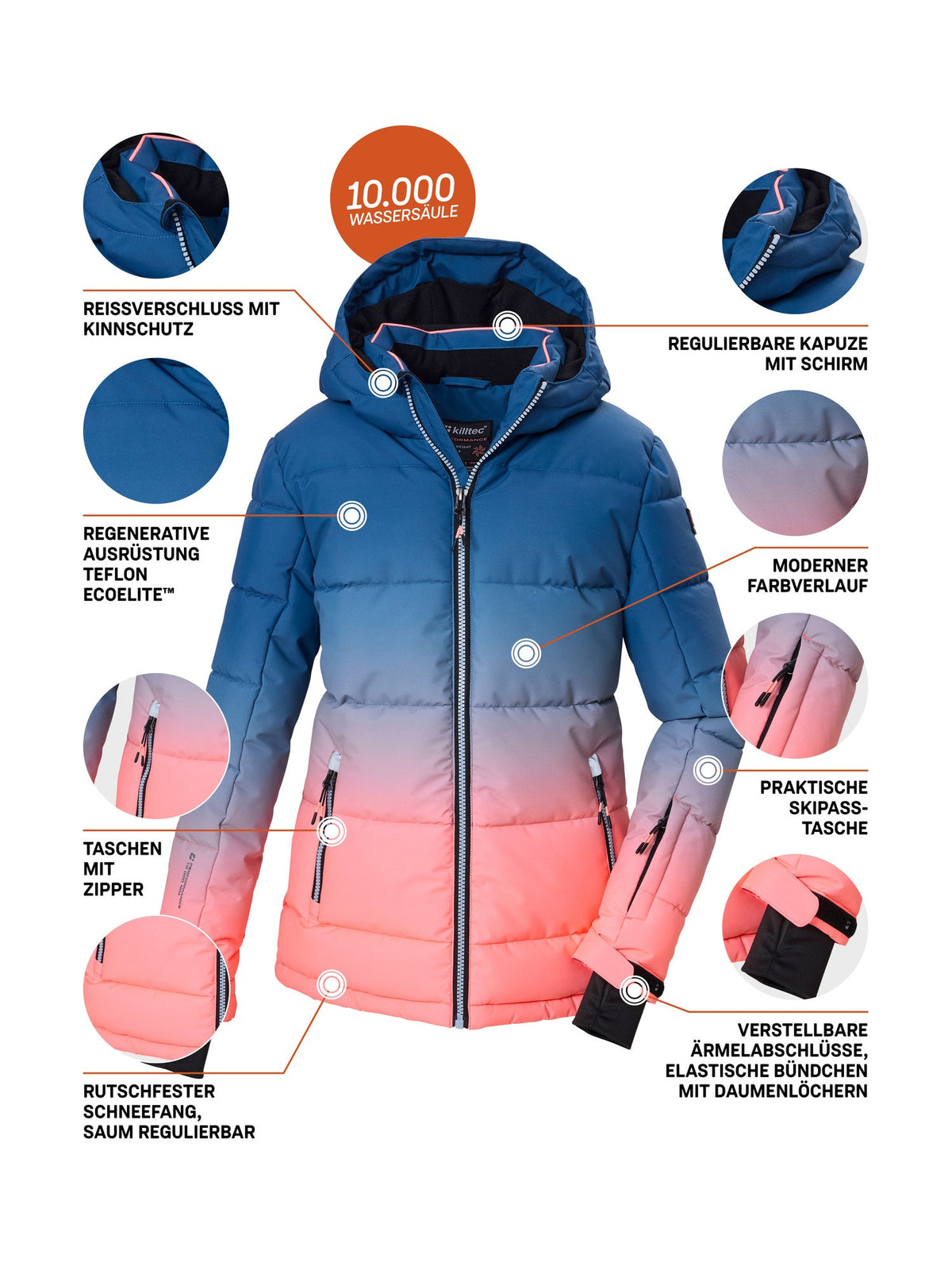 Girl's Quilted ski jacket KSW 330 GRLS SKI QLTD JCKT