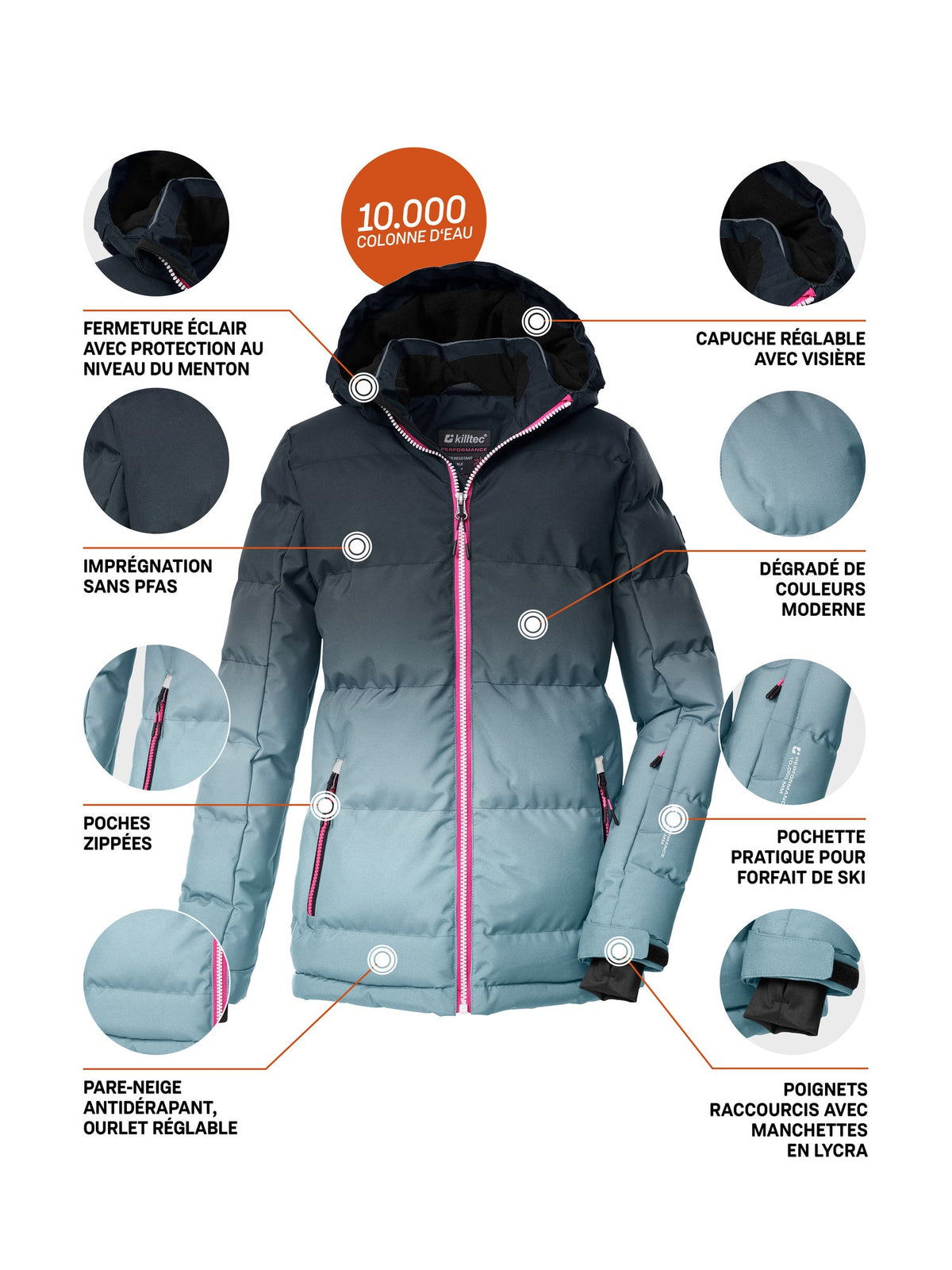 Girl's Quilted ski jacket KSW 330 GRLS SKI QLTD JCKT