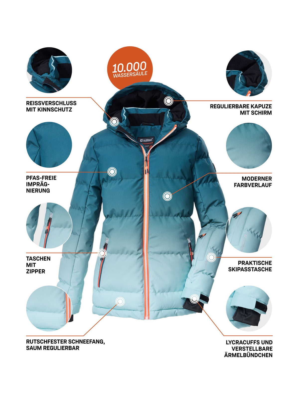 Girl's Quilted ski jacket KSW 330 GRLS SKI QLTD JCKT