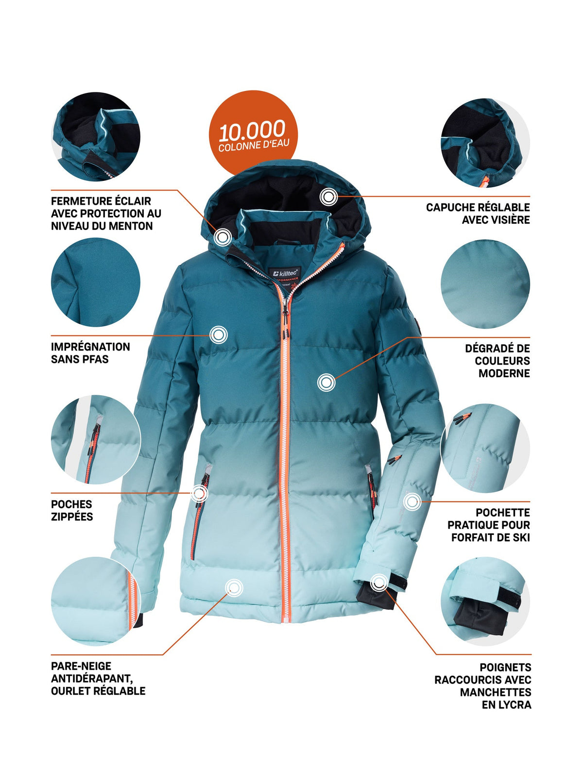 Girl's Quilted ski jacket KSW 330 GRLS SKI QLTD JCKT