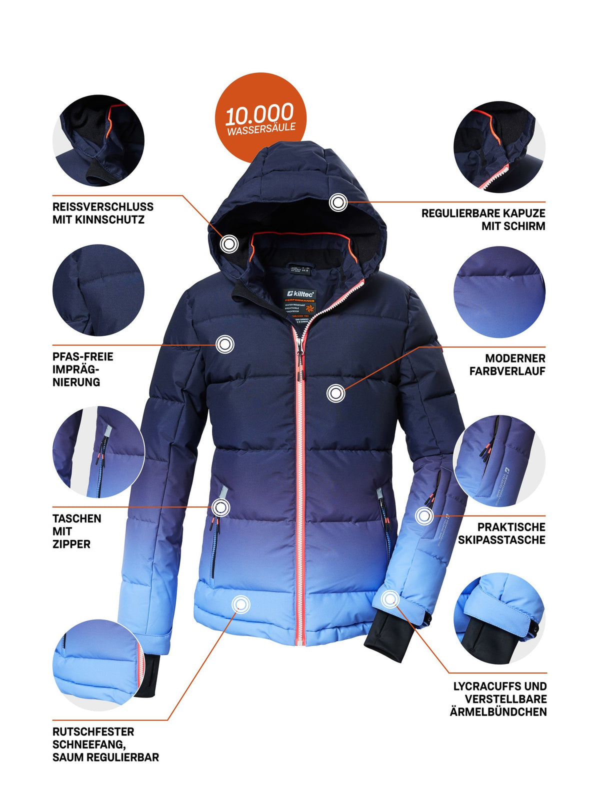Girl's Quilted ski jacket KSW 330 GRLS SKI QLTD JCKT
