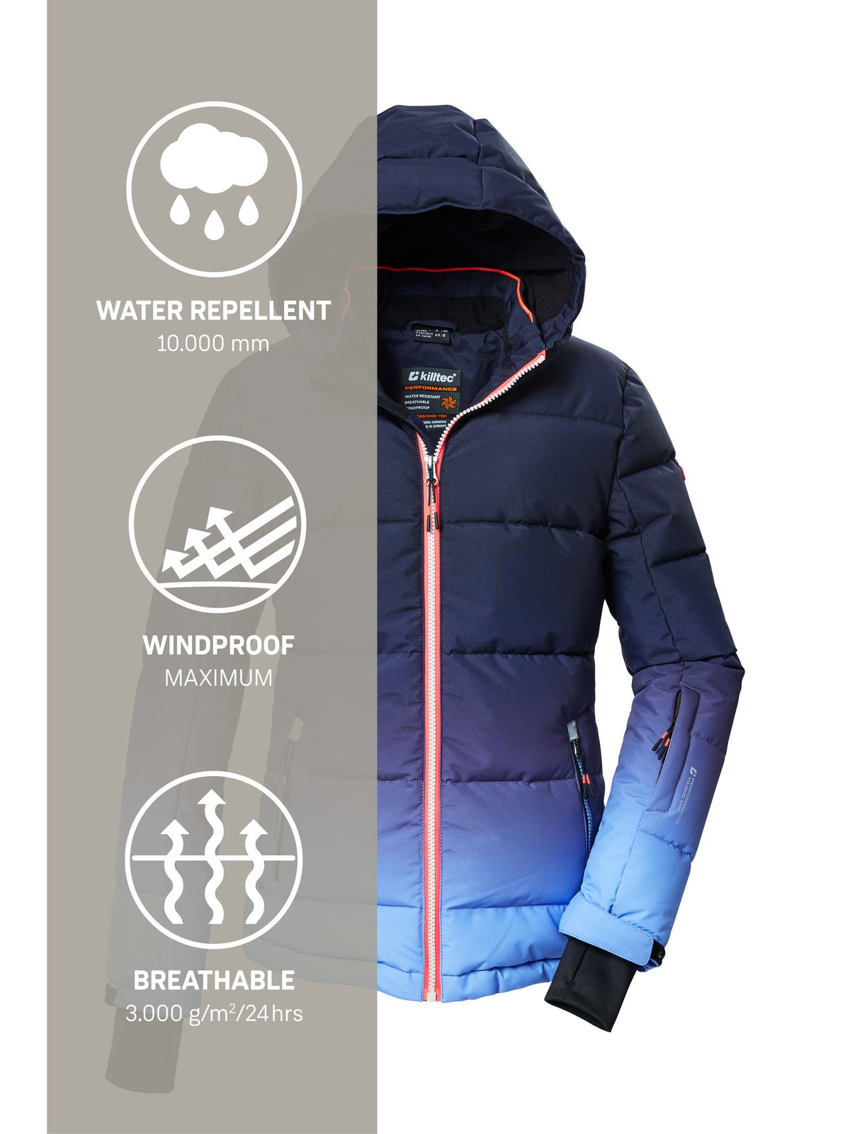 Girl's Quilted ski jacket KSW 330 GRLS SKI QLTD JCKT
