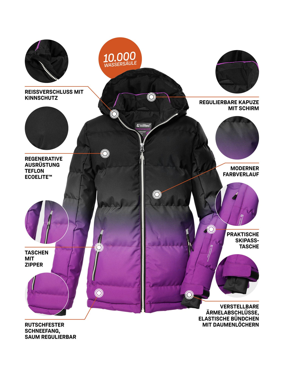 Girl's Quilted ski jacket KSW 330 GRLS SKI QLTD JCKT