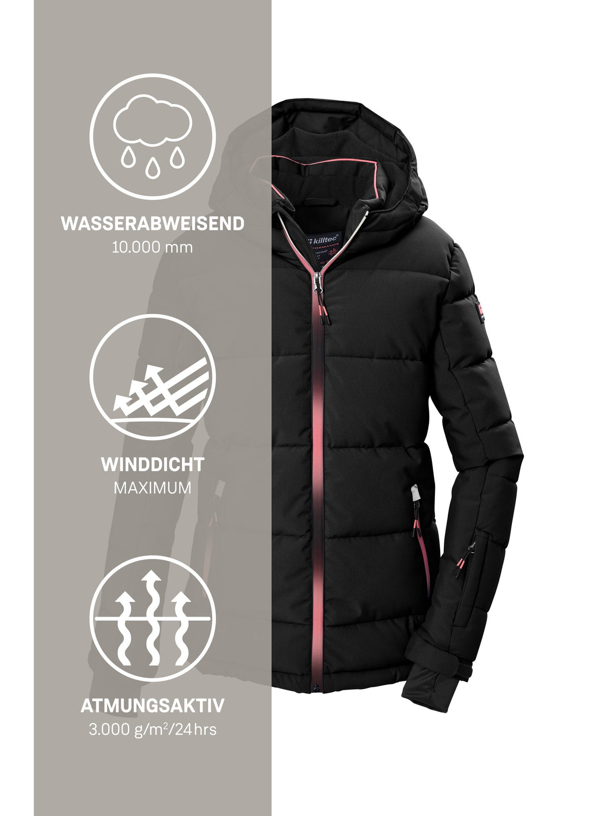 Girl's Quilted ski jacket KSW 186 GRLS SKI JCKT