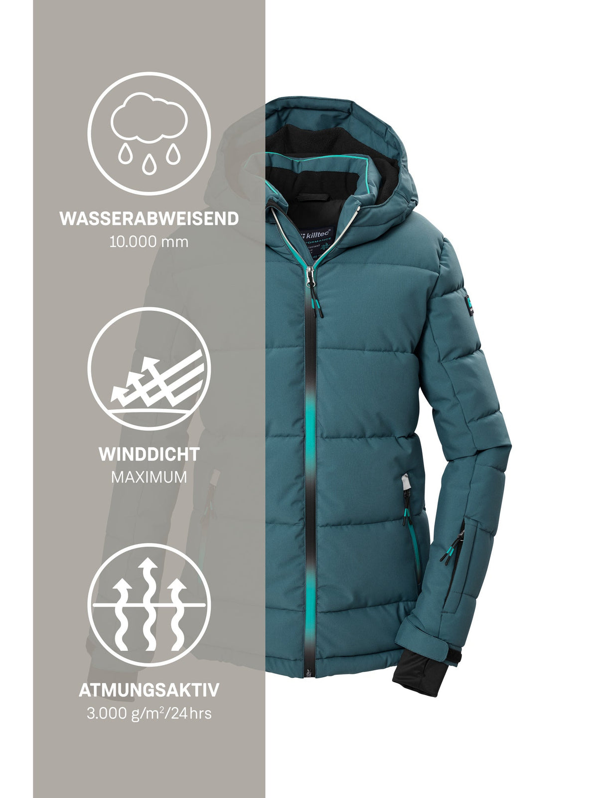 Girl's Quilted ski jacket KSW 186 GRLS SKI JCKT