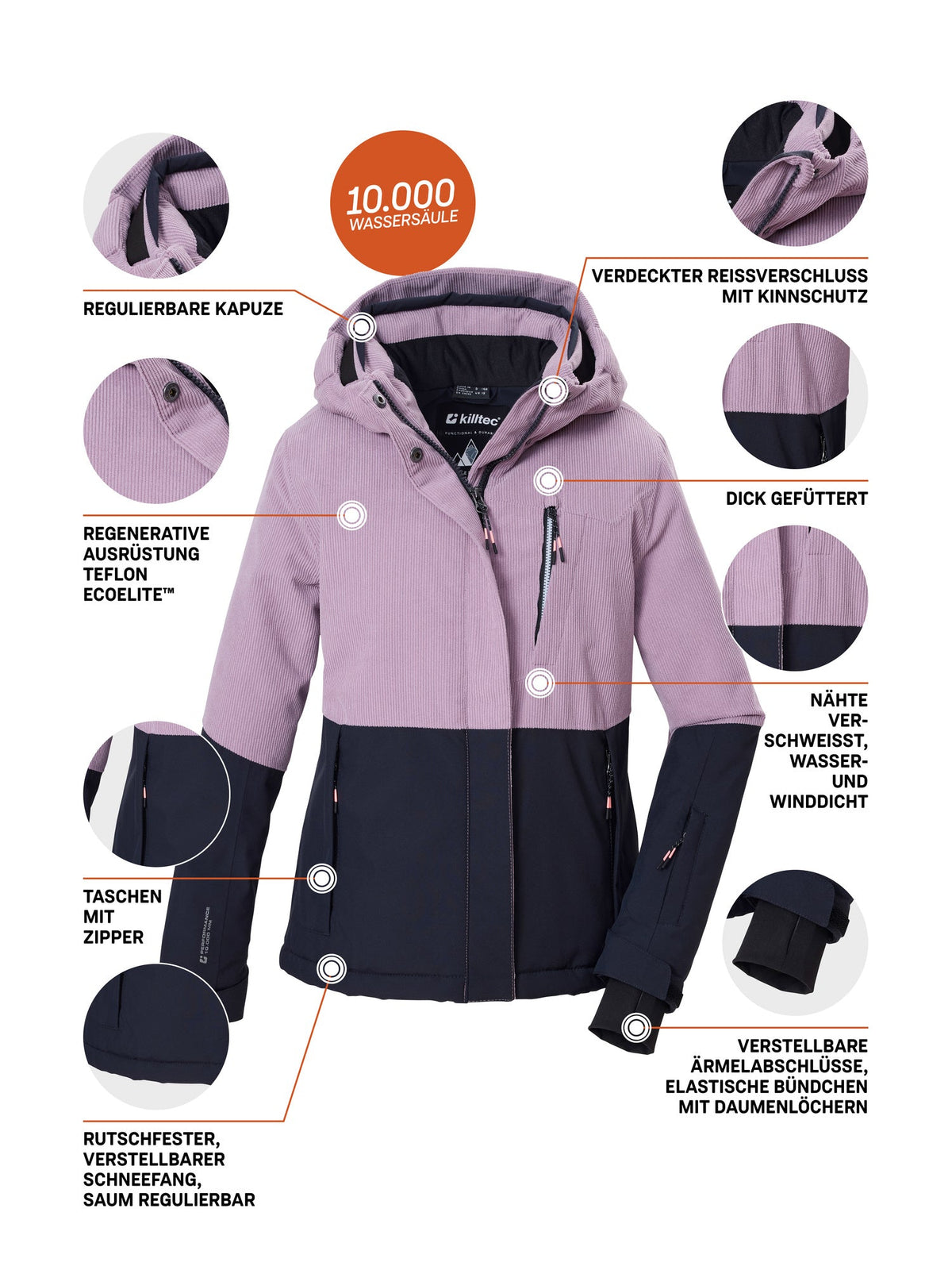 Girl's Ski jacket KSW 190 GRLS SKI JCKT