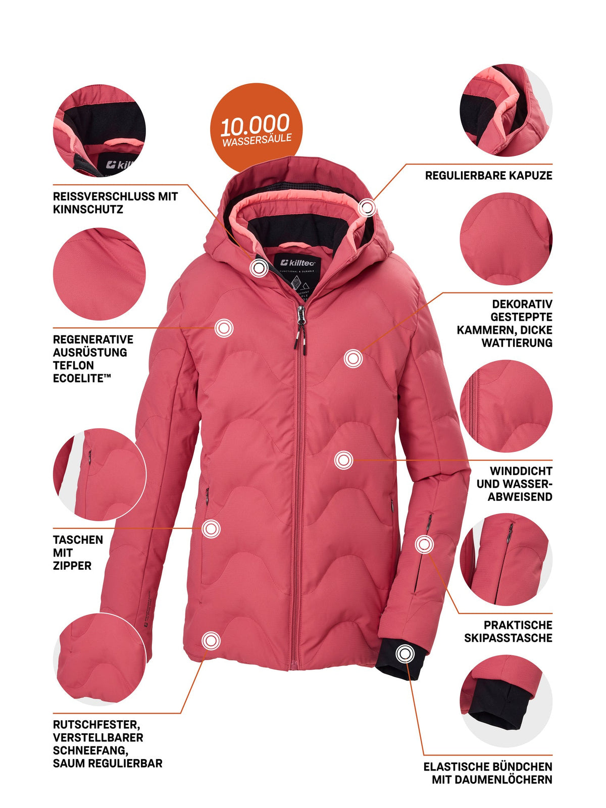 Girl's Quilted ski jacket KSW 194 GRLS SKI JCKT