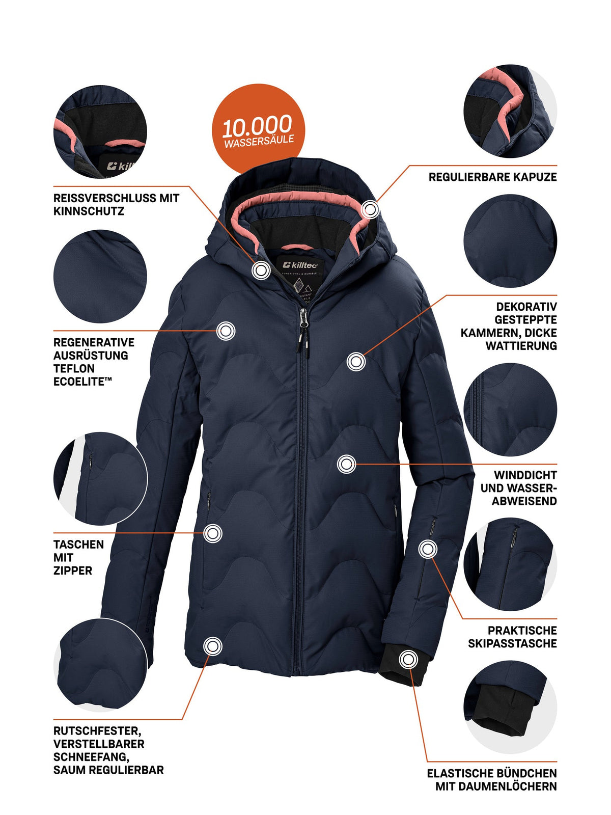 Girl's Quilted ski jacket KSW 194 GRLS SKI JCKT