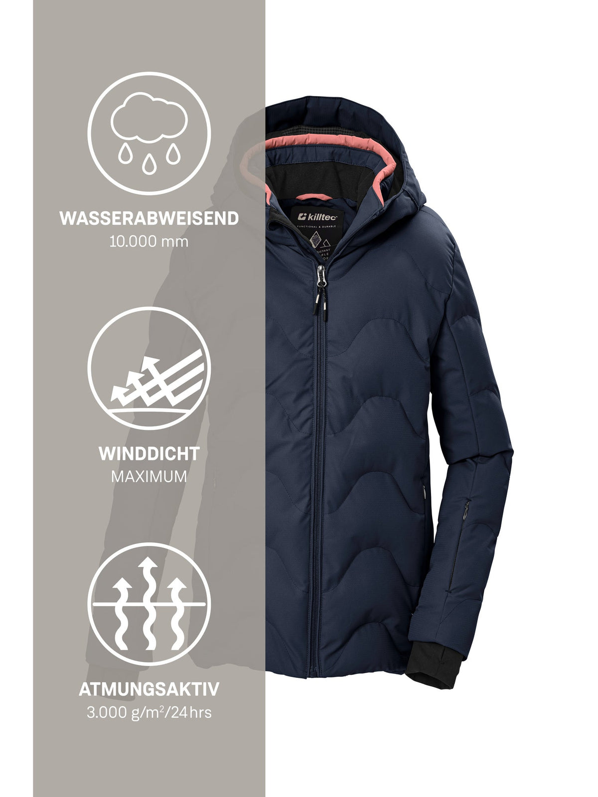 Girl's Quilted ski jacket KSW 194 GRLS SKI JCKT