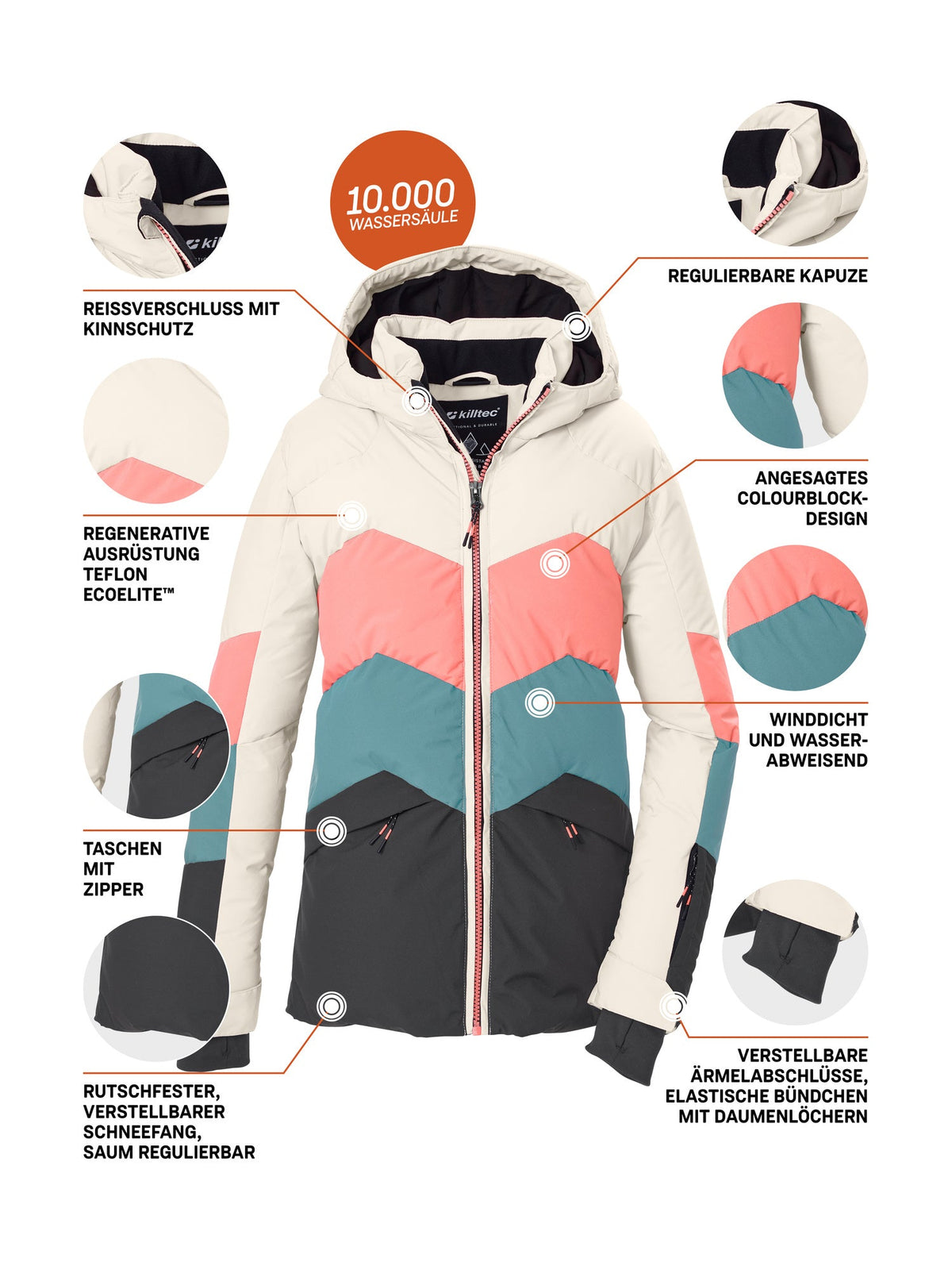 Girl's Quilted ski jacket KSW 195 GRLS SKI JCKT