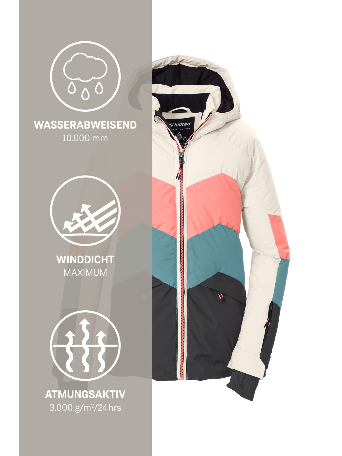 Girl's Quilted ski jacket KSW 195 GRLS SKI JCKT