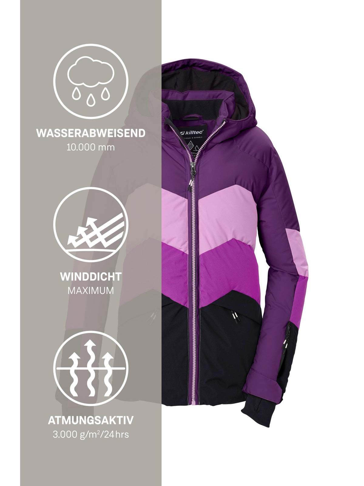 Girl's Quilted ski jacket KSW 195 GRLS SKI JCKT