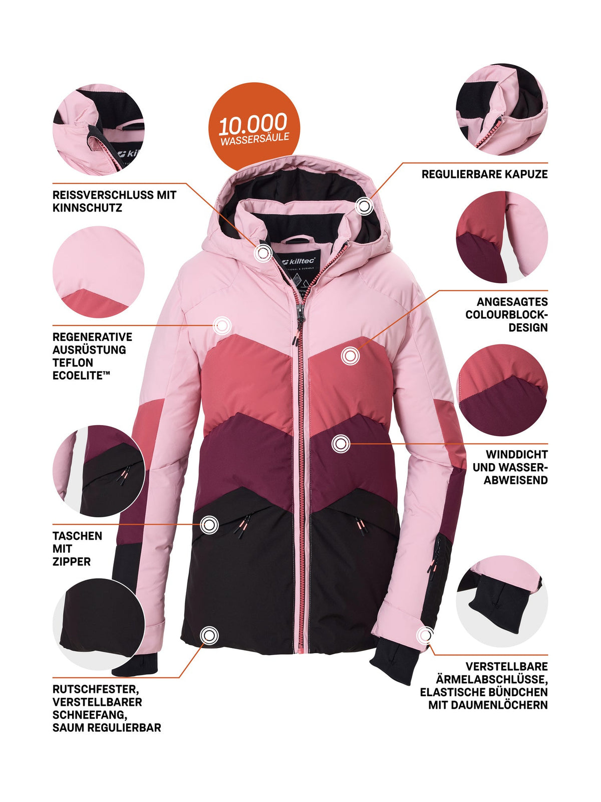 Girl's Quilted ski jacket KSW 195 GRLS SKI JCKT