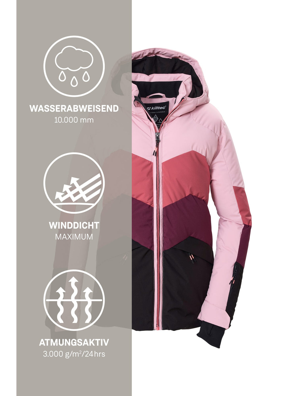 Girl's Quilted ski jacket KSW 195 GRLS SKI JCKT